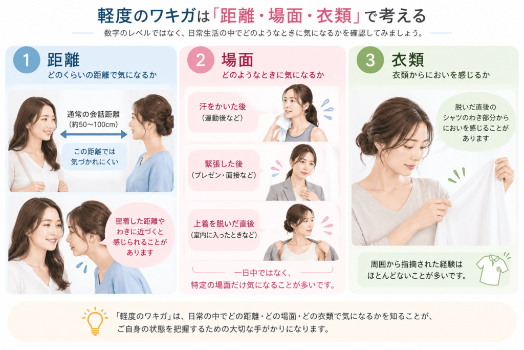 「軽度」を距離と場面に置き換える